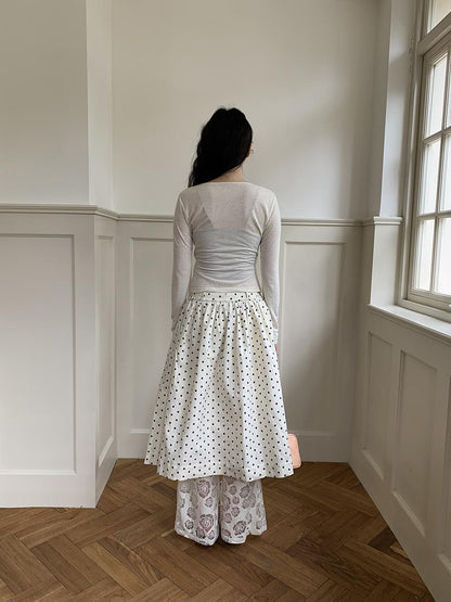 Dorydory Retro Dot A Line Midi Skirt For Pear Shape