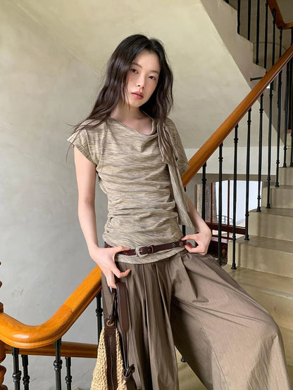 Retro Off Shoulder Bow Knit Tee