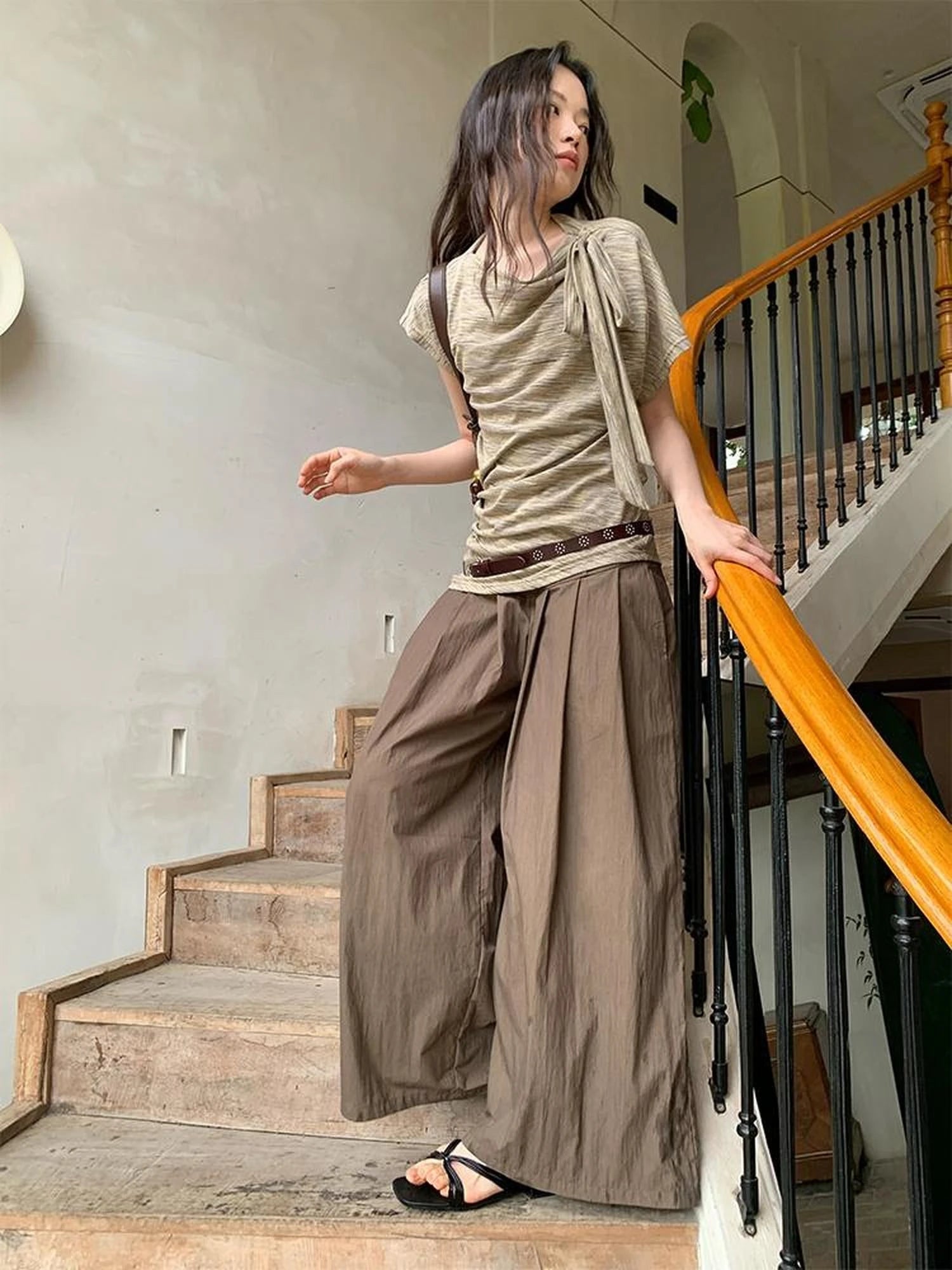 Retro Off Shoulder Bow Knit Tee