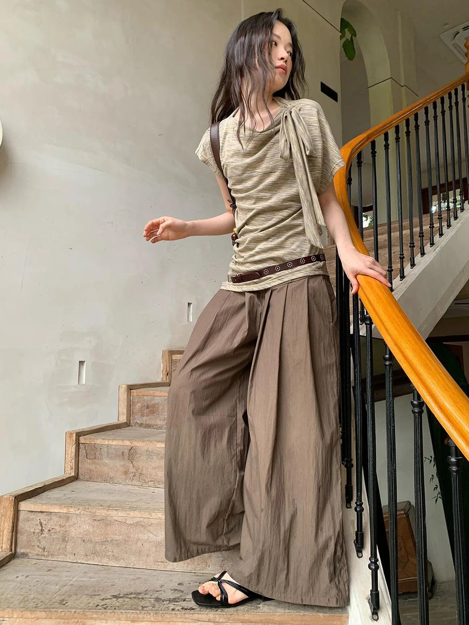 Retro Off Shoulder Bow Knit Tee