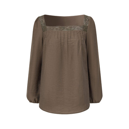 Dorydory_Retro_Square_Neck_Lace_Trim_Long_Sleeve_Loose_Fit_Women&
