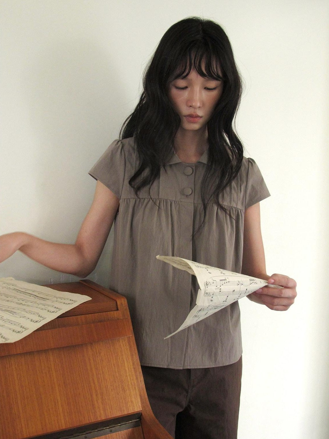 Dorydory Retro Vintage Fabric Covered Button Doll Collar Women&
