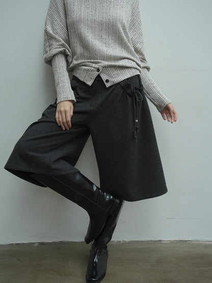 Dorydory Ruffle Hem Drawstring Loose Mid Low Waist Women&
