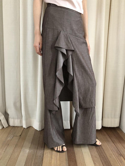 Dorydory Ruffle Pleated Slit Vintage Women&