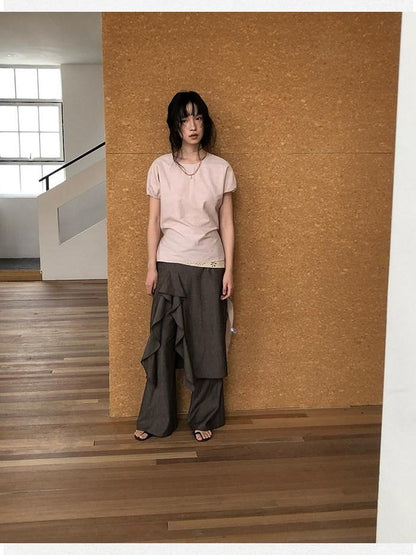 Dorydory Ruffle Pleated Slit Vintage Women&