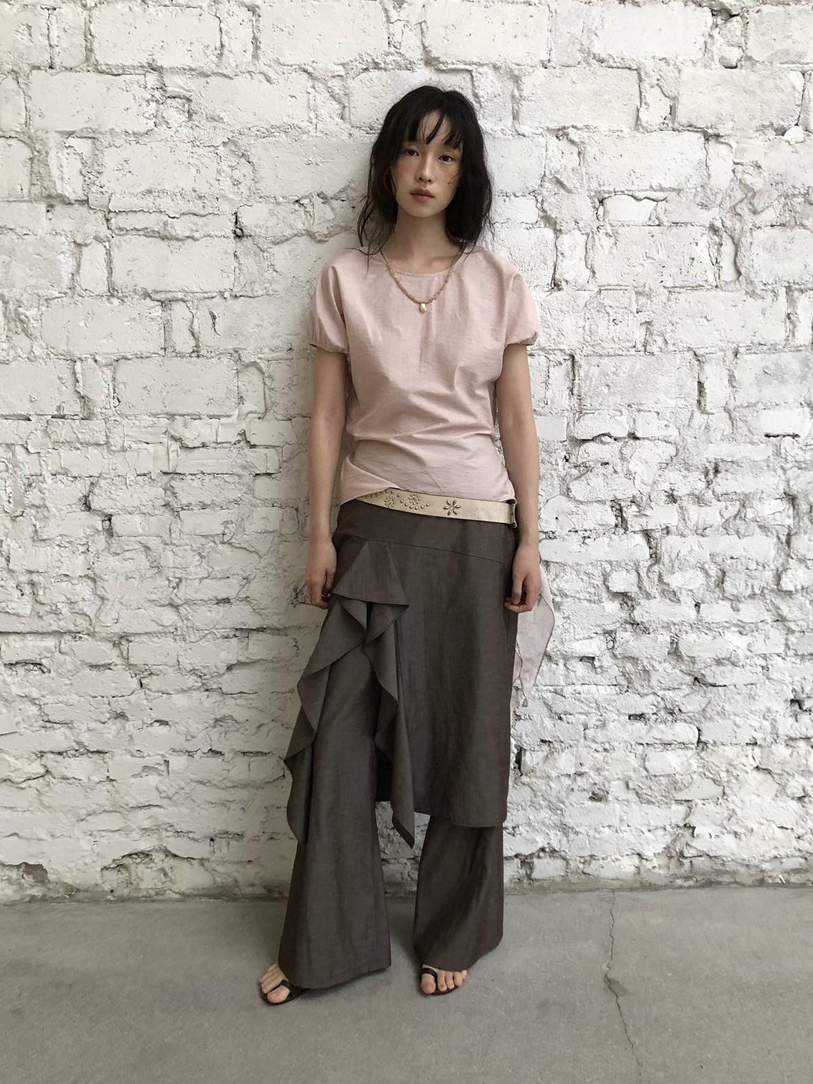 Dorydory Ruffle Pleated Slit Vintage Women&