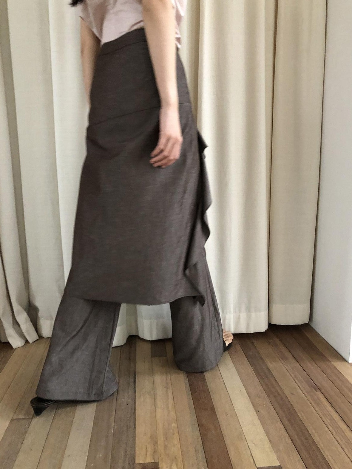 Dorydory Ruffle Pleated Slit Vintage Women&