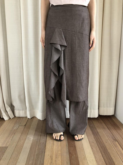 Dorydory Ruffle Pleated Slit Vintage Women&