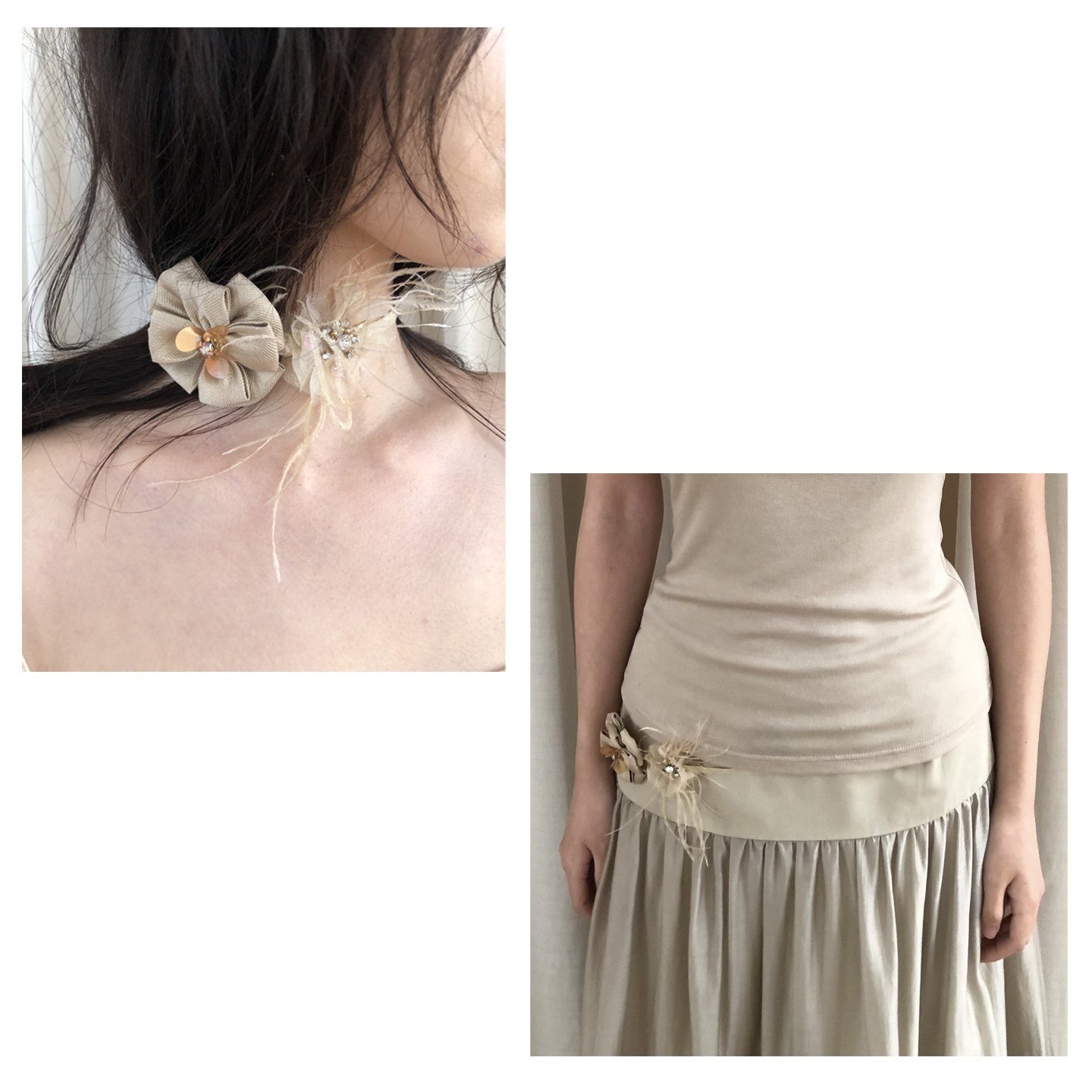 Dorydory_Sage_Green_Beaded_Handmade_Floral_Choker_Convertible_Women&