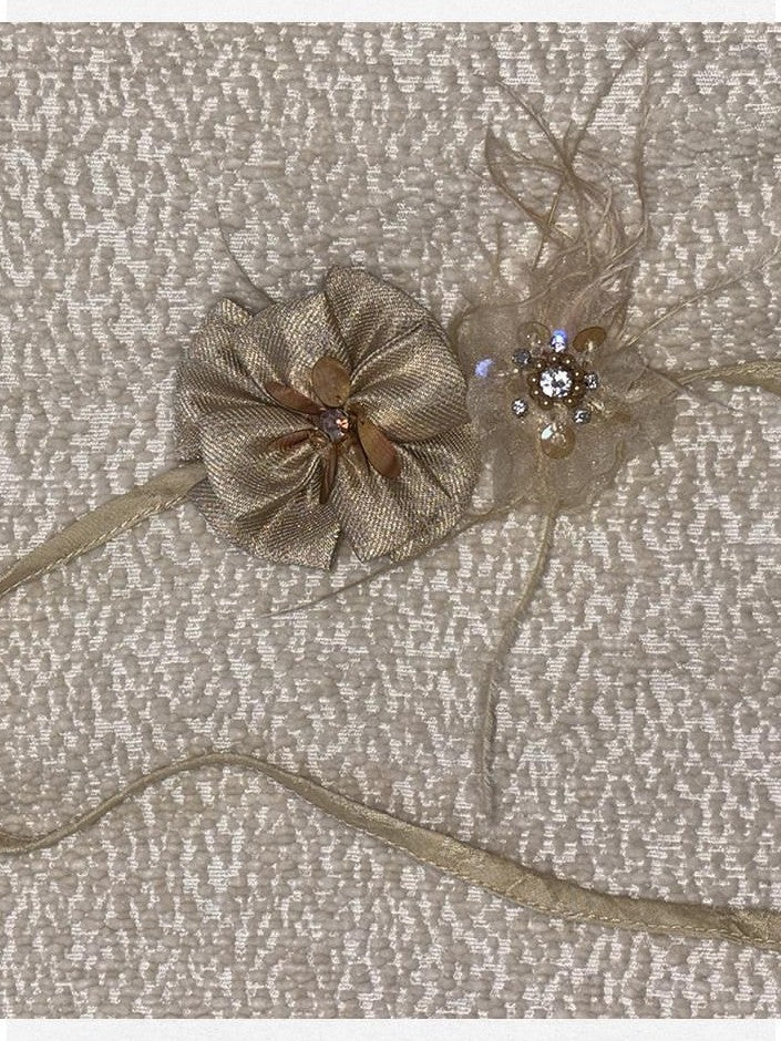 Dorydory Sage Green Beaded Handmade Floral Choker Convertible Women&