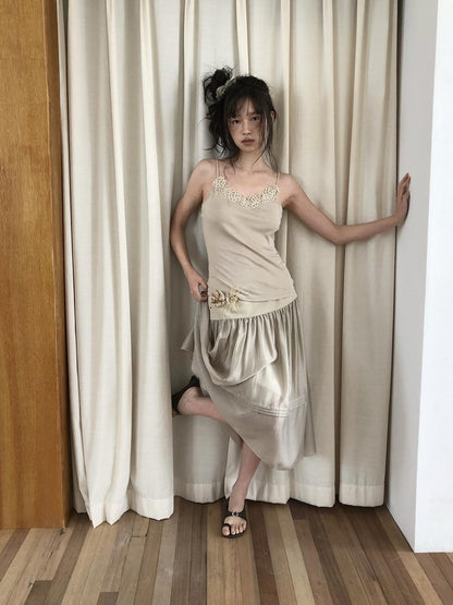 Dorydory Sage Green Beaded Ruched Embroidered Women&