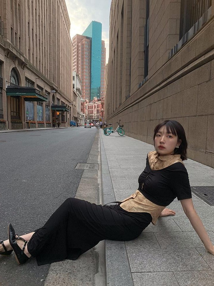 Dorydory Slim Chinese Style Cinched Waist Women&
