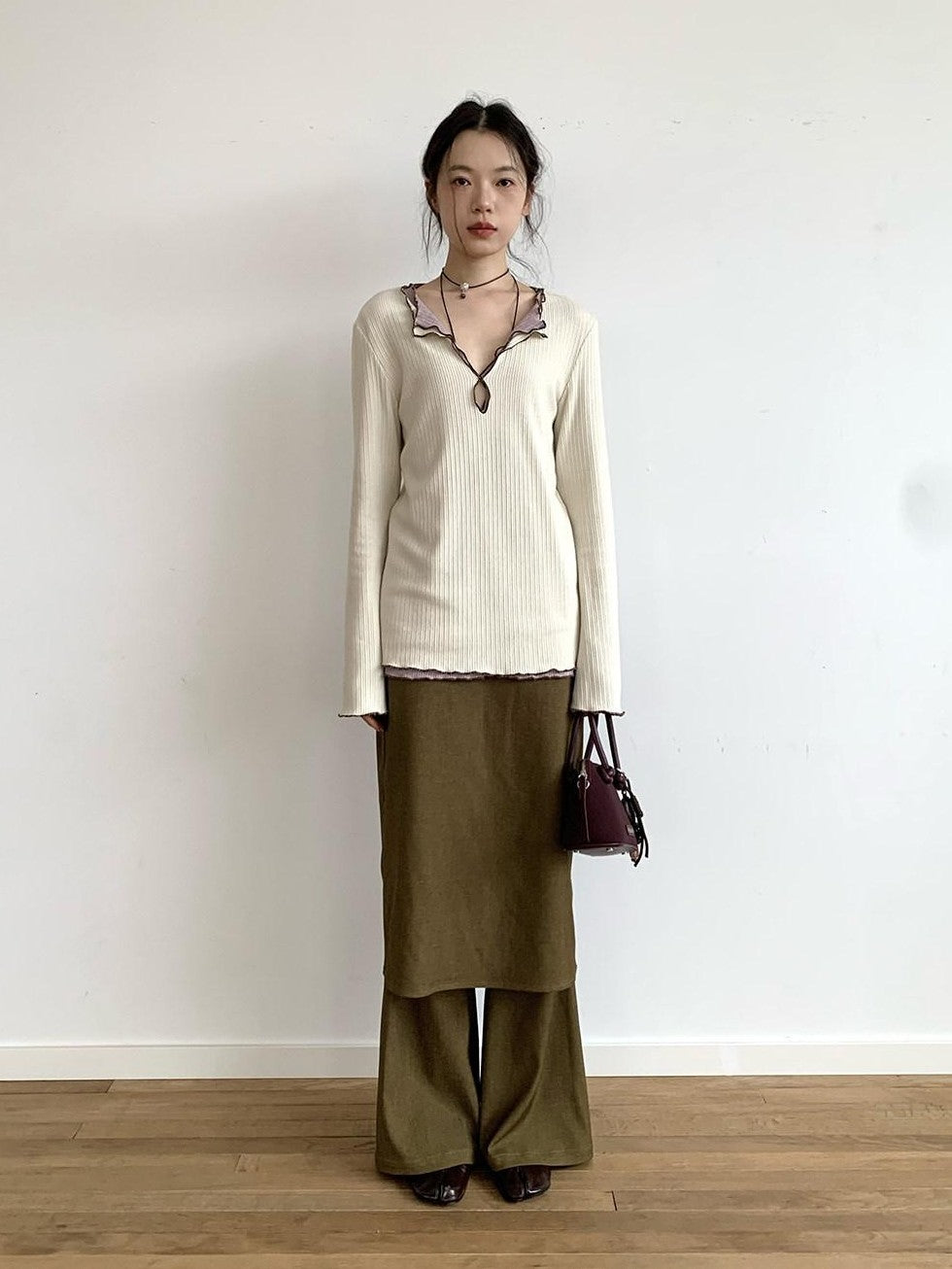 Dorydory Slimming Contrast Trim Colorblock Knit Women&