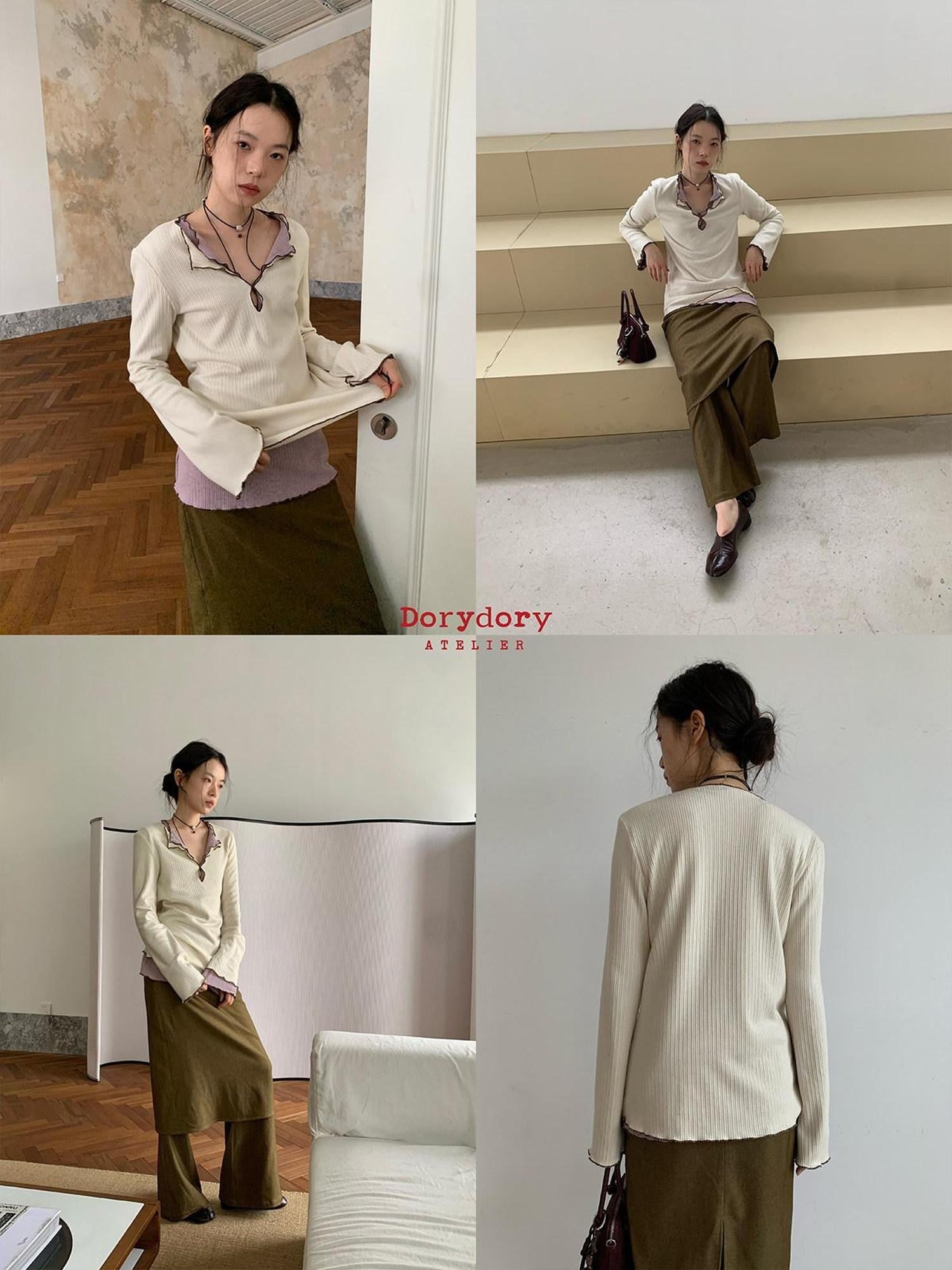 Dorydory Slimming Contrast Trim Colorblock Knit Women&