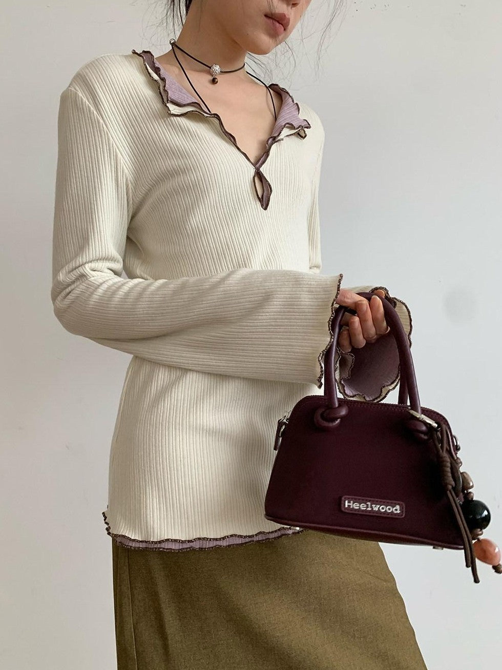 Dorydory Slimming Contrast Trim Colorblock Knit Women&