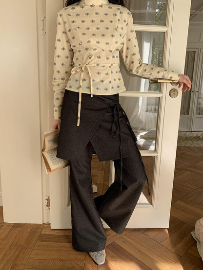 Dorydory Stretch Flared Trousers With Tie Waist