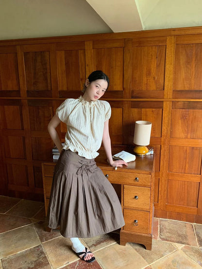 Striped Floral Bloom Short Sleeve Blouse