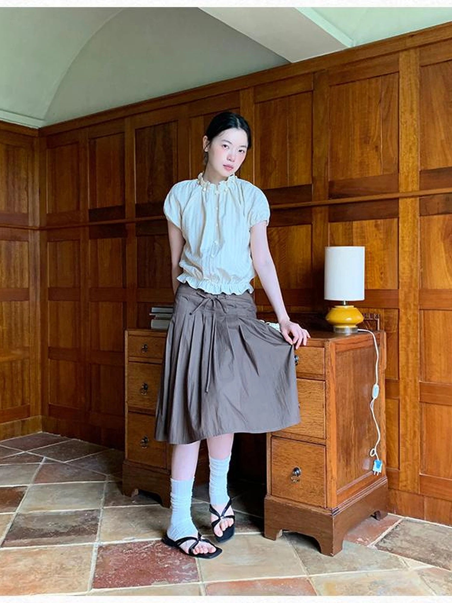 Striped Floral Bloom Short Sleeve Blouse