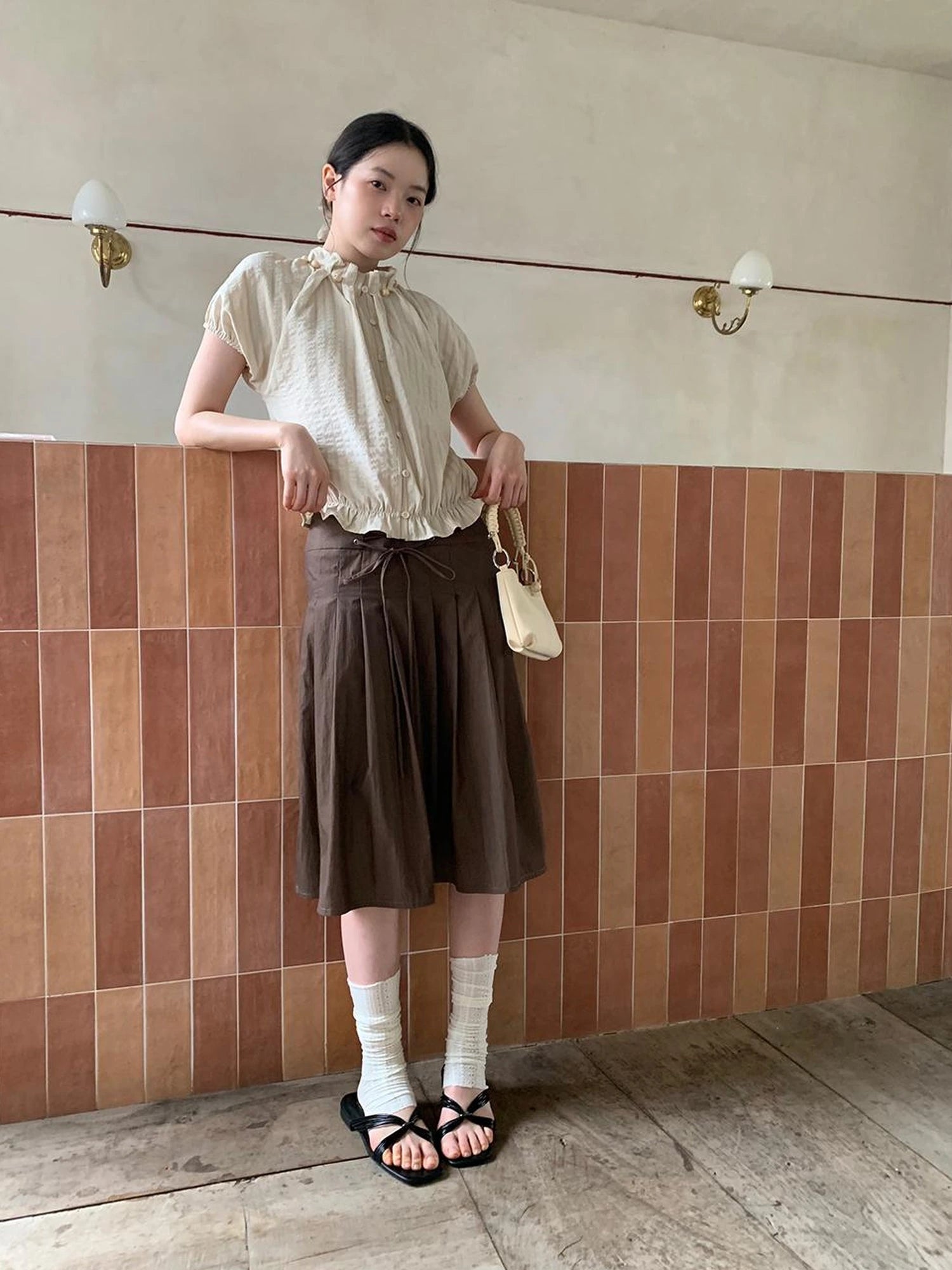 Striped Floral Bloom Short Sleeve Blouse