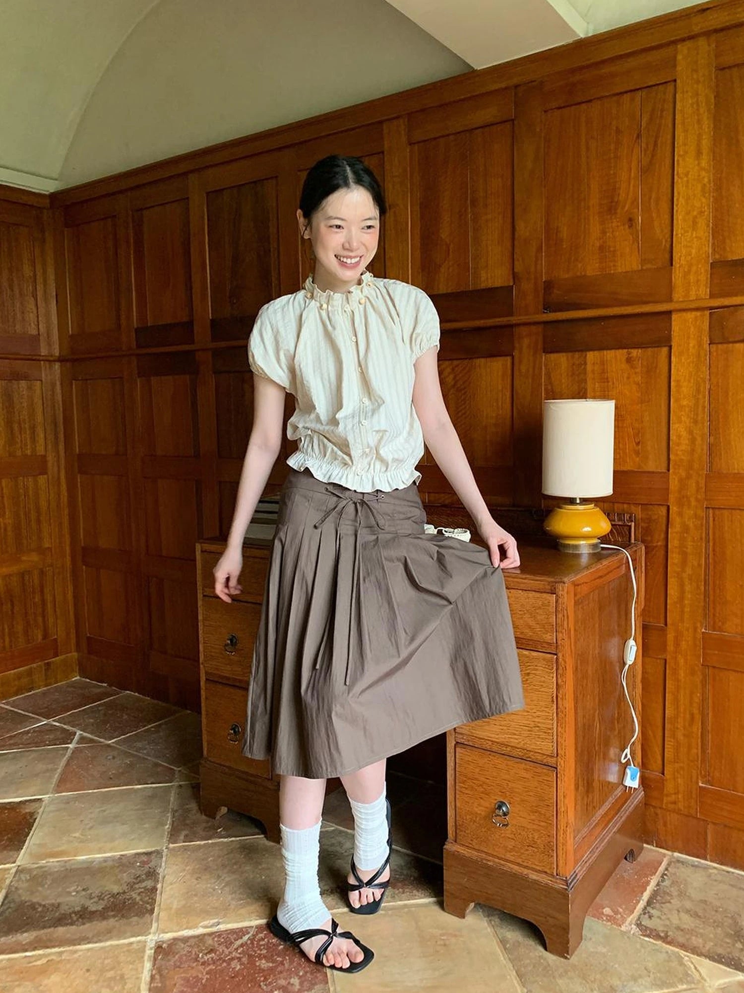 Striped Floral Bloom Short Sleeve Blouse