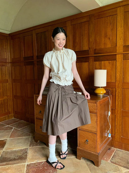 Striped Floral Bloom Short Sleeve Blouse