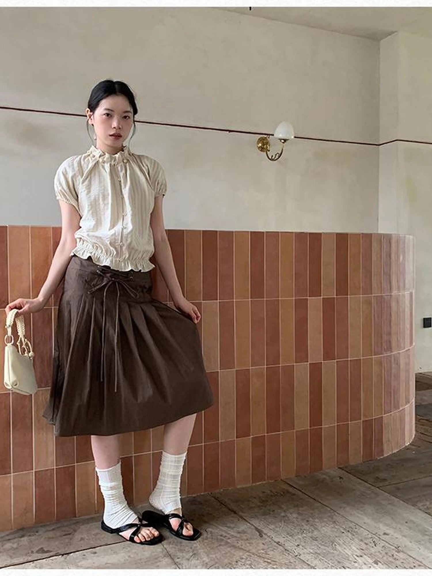 Striped Floral Bloom Short Sleeve Blouse