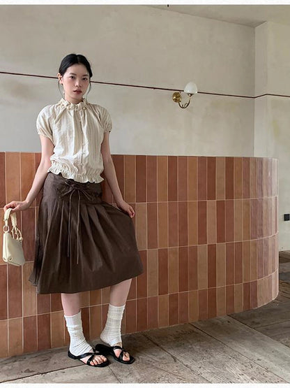 Striped Floral Bloom Short Sleeve Blouse