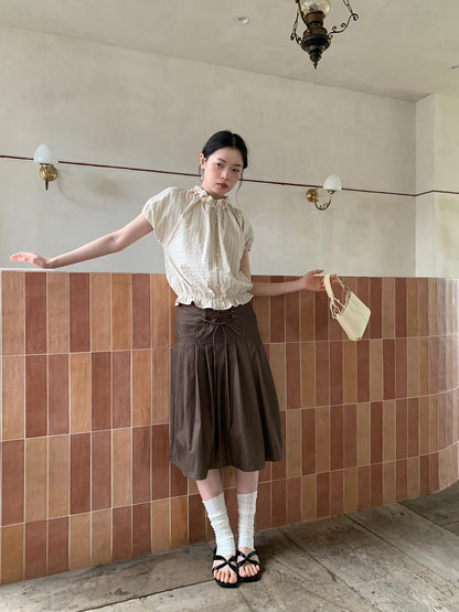 Dorydory Striped Floral Bloom Short Sleeve Blouse