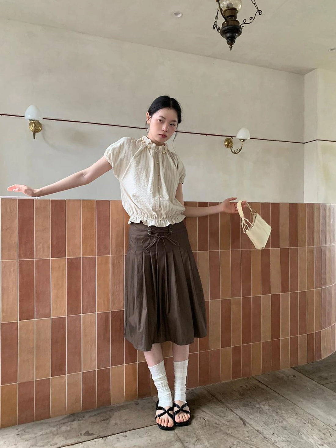 Striped Floral Bloom Short Sleeve Blouse