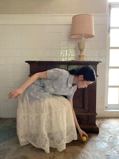 Dorydory Striped Jacquette Cheongsam V-neck Dress