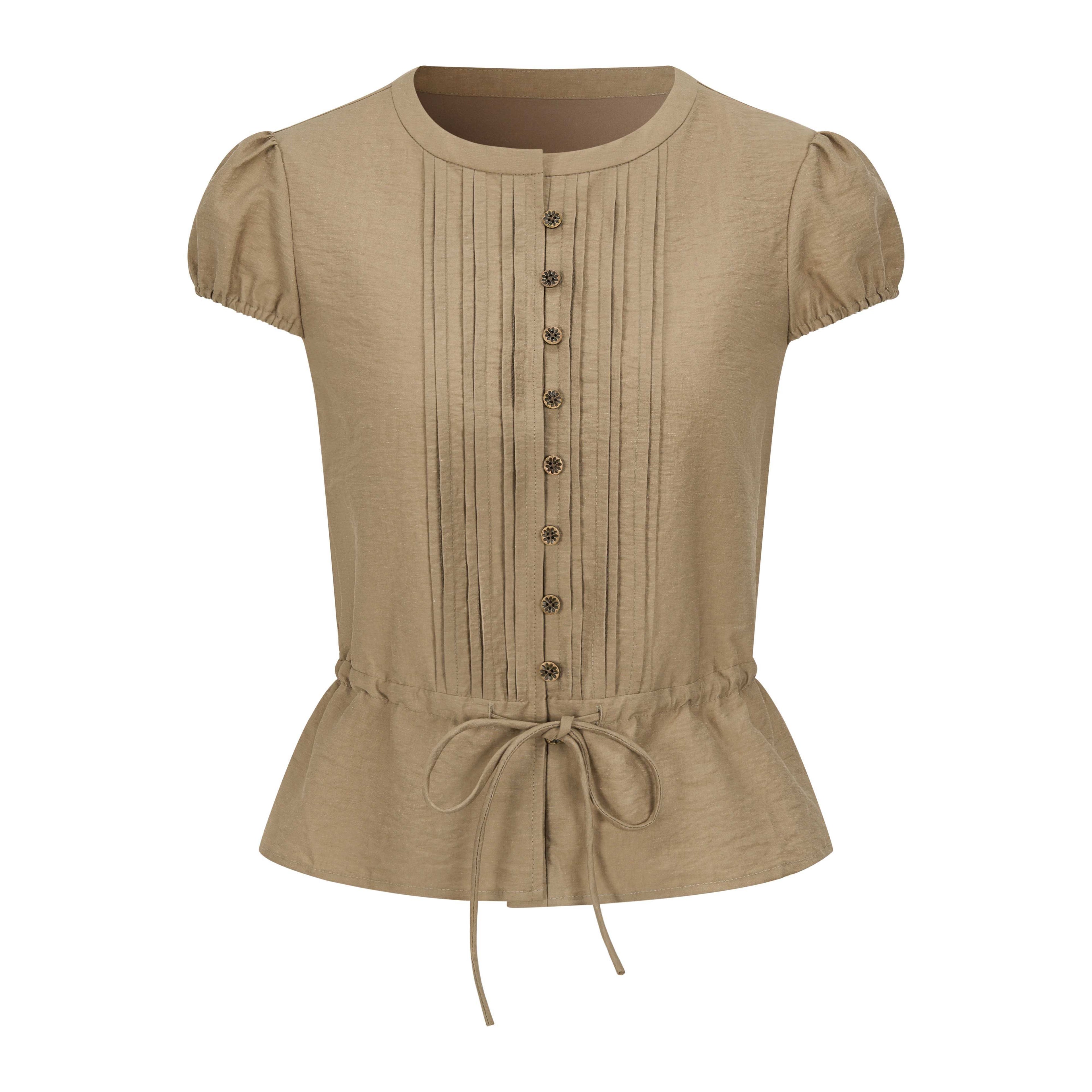 Dorydory_Striped_Puff_Sleeve_Tie_Waist_Slim_Fit_Women&