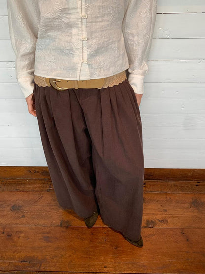 Dorydory Tencel Cotton Wide Leg Trousers With Tuck Pleats