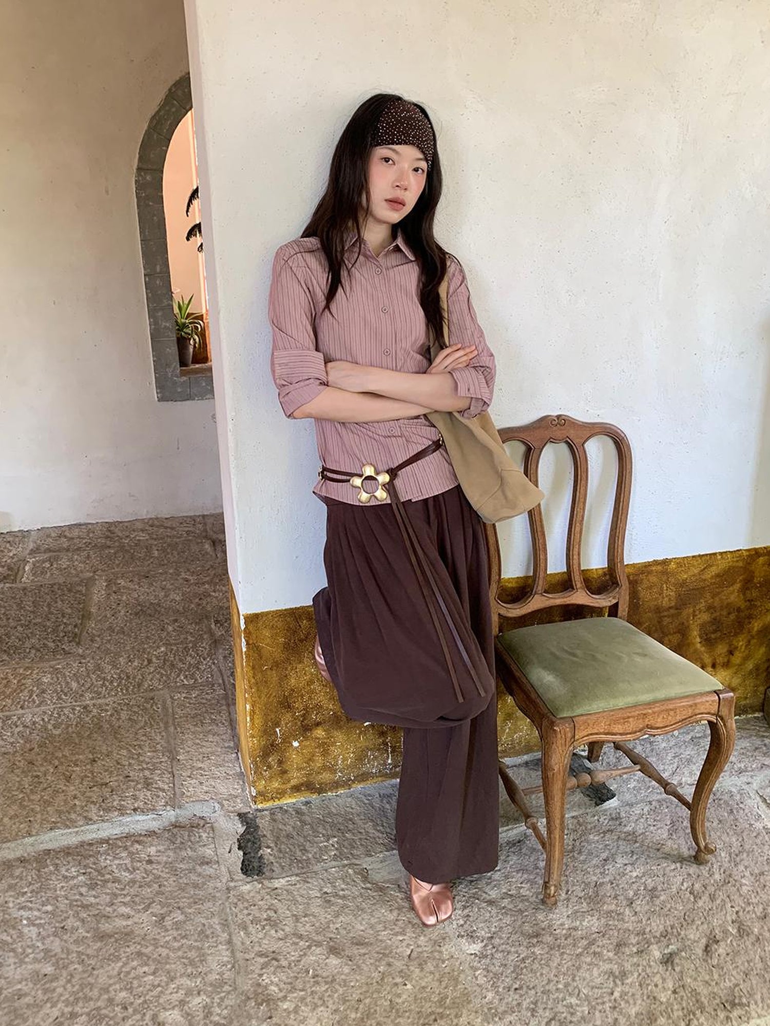 Dorydory Tencel Cotton Wide Leg Trousers With Tuck Pleats