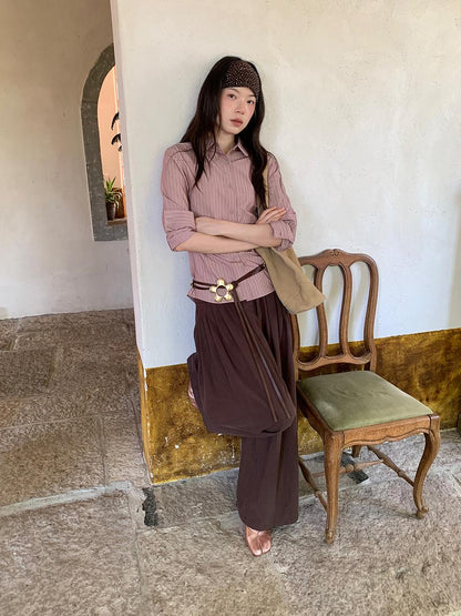 Dorydory Tencel Cotton Wide Leg Trousers With Tuck Pleats