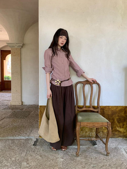 Dorydory Tencel Cotton Wide Leg Trousers With Tuck Pleats