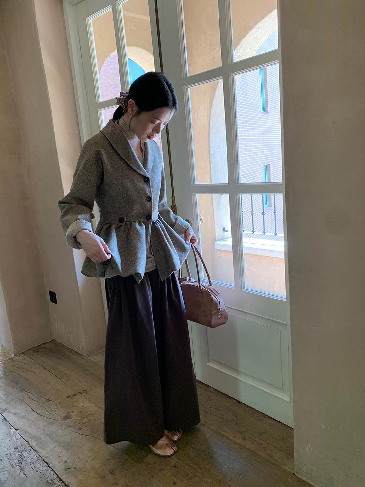 Dorydory Tencel Cotton Wide Leg Trousers With Tuck Pleats