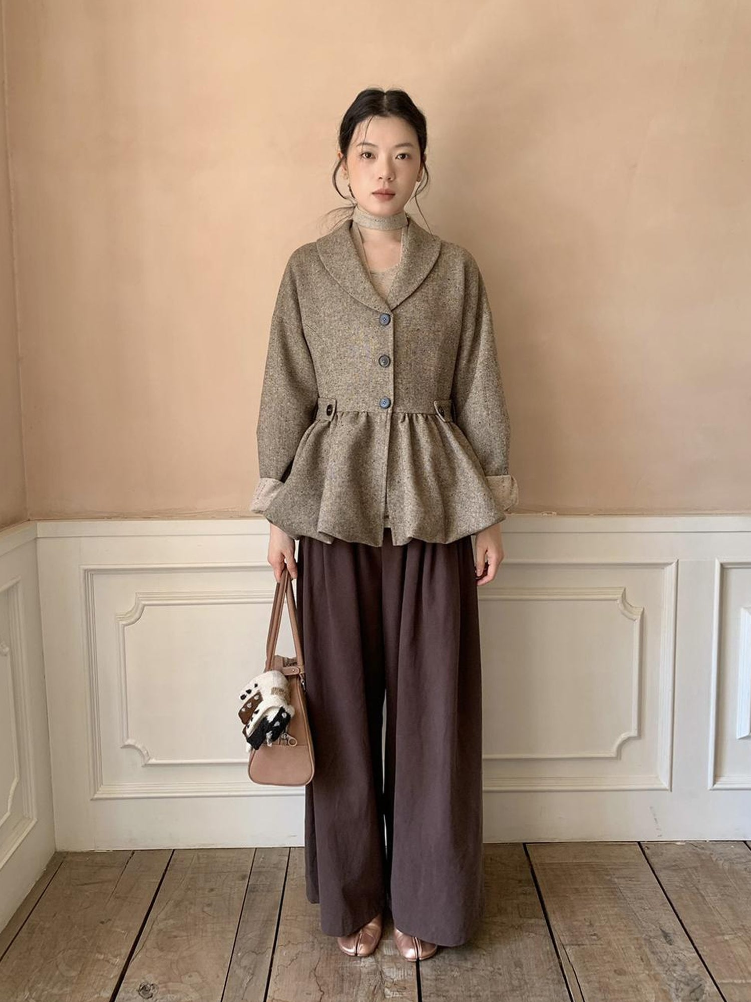 Dorydory Tencel Cotton Wide Leg Trousers With Tuck Pleats