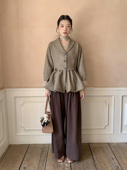 Dorydory Tencel Cotton Wide Leg Trousers With Tuck Pleats