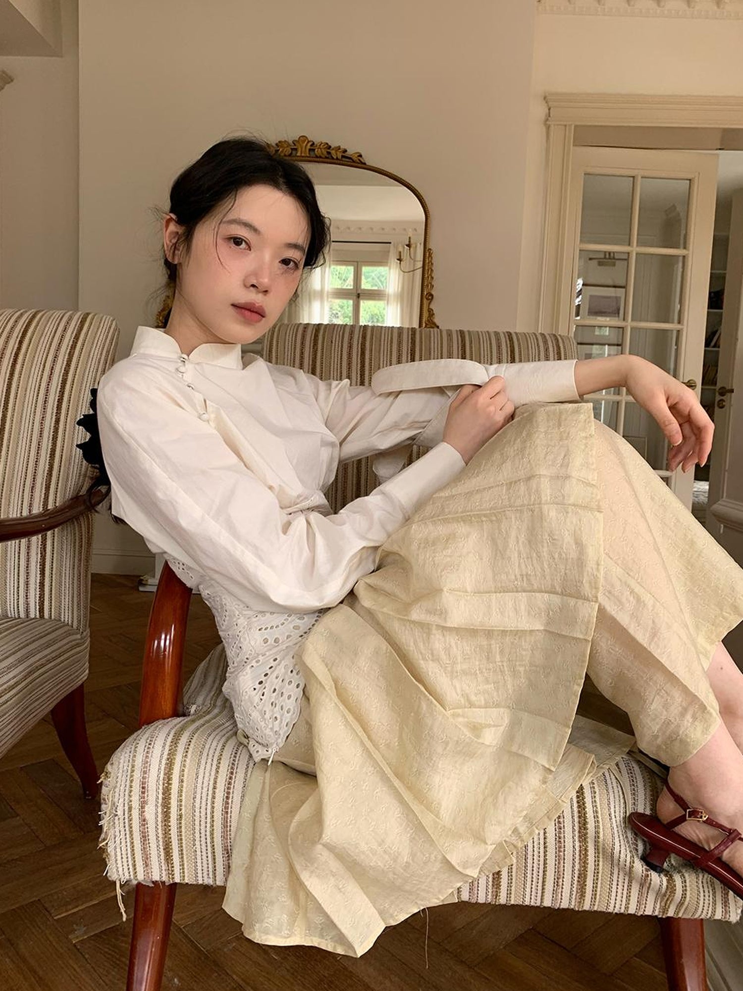 Dorydory Tencel Linen Blend Wide Leg Palazzo Pants With Pleated Hem