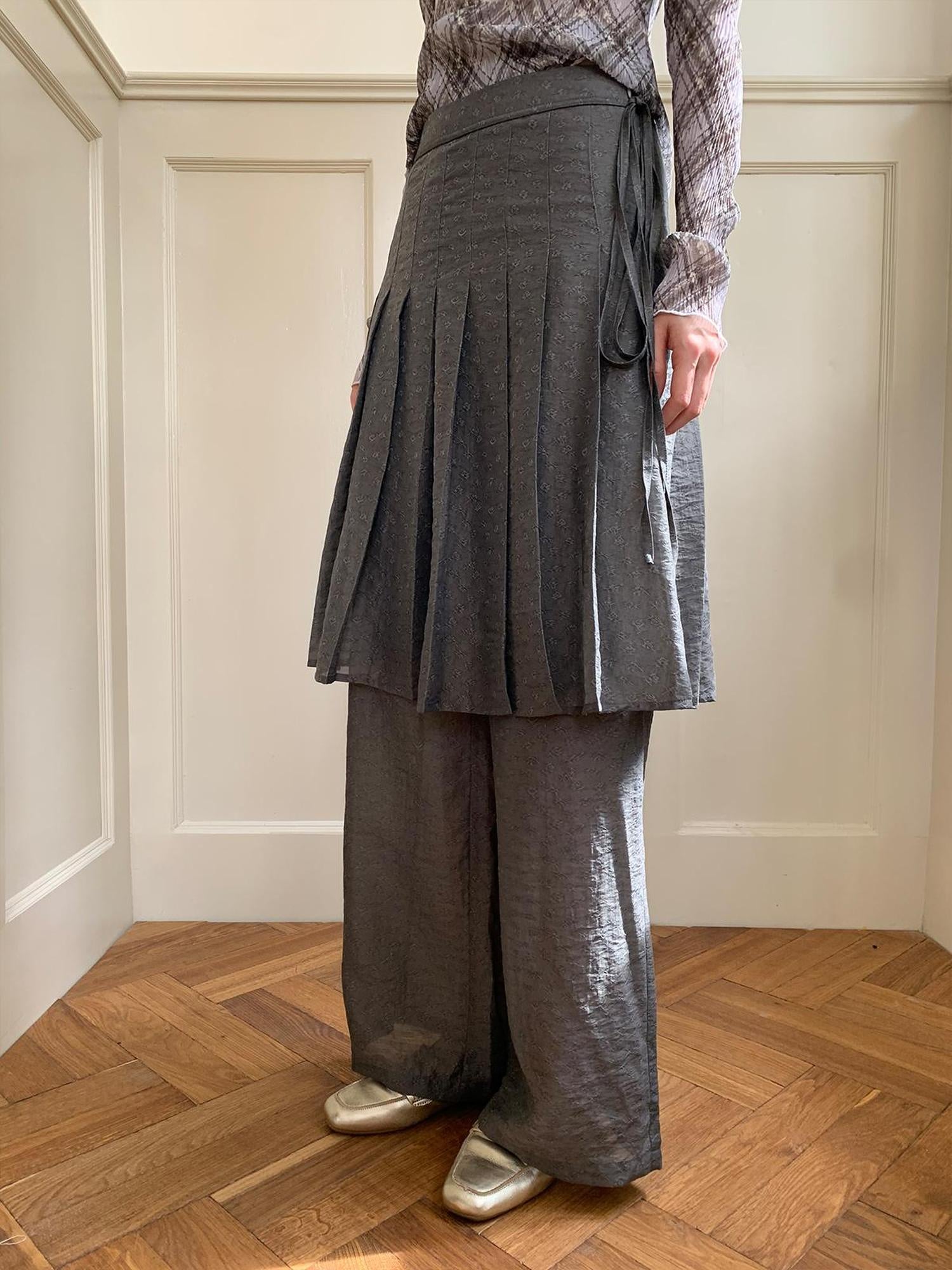 Dorydory Tencel Linen Blend Wide Leg Palazzo Pants With Pleated Hem