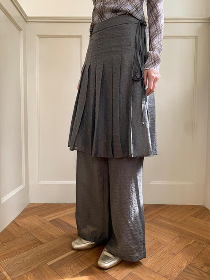 Dorydory Tencel Linen Blend Wide Leg Palazzo Pants With Pleated Hem