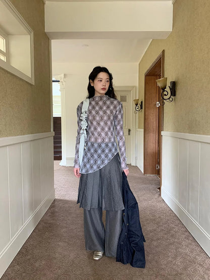 Tencel Linen Blend Wide Leg Palazzo Pants With Pleated Hem