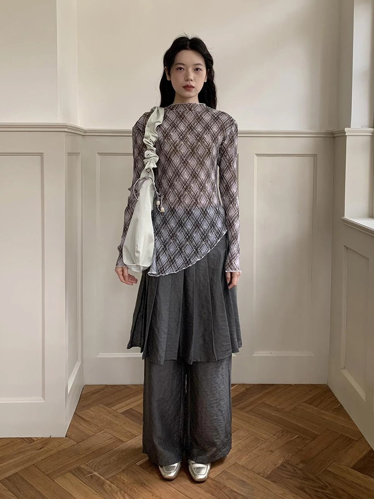 Tencel Linen Blend Wide Leg Palazzo Pants With Pleated Hem