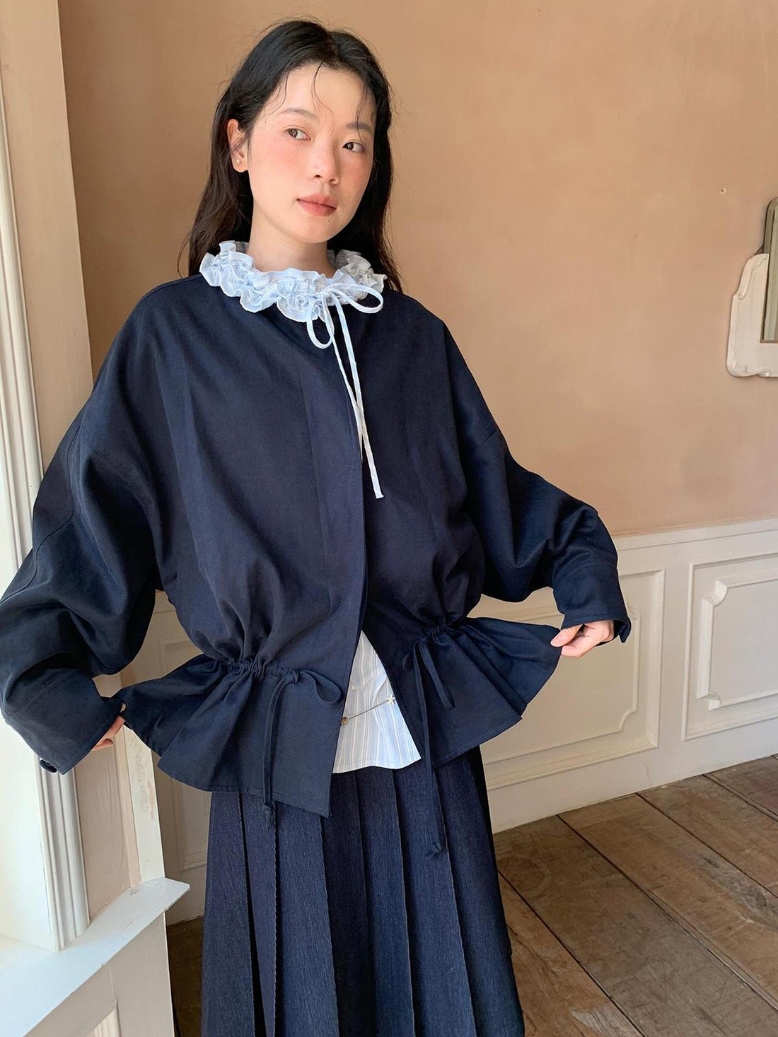 Dorydory Textured Hem Short Trench Coat