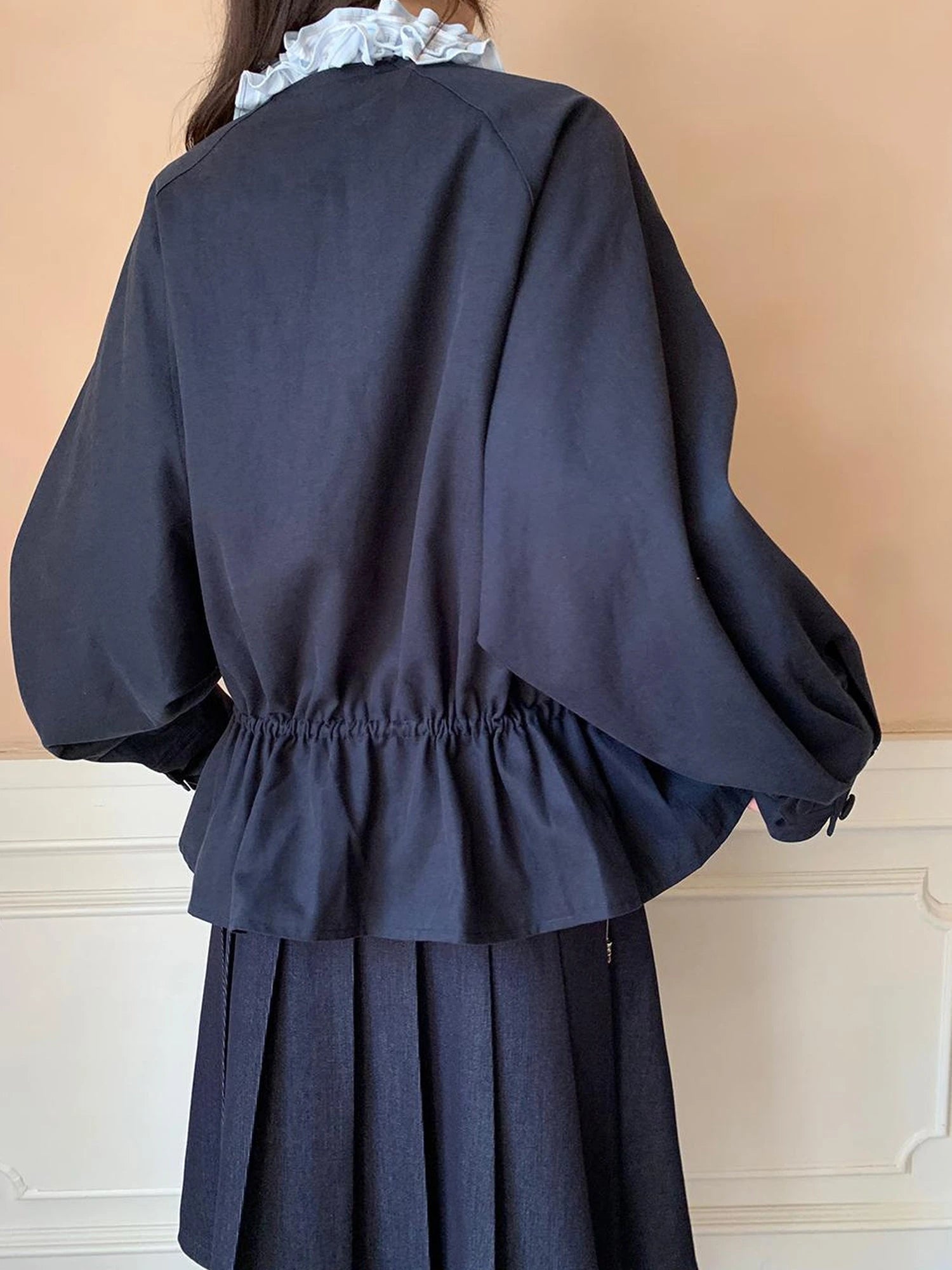 Textured Hem Short Trench Coat