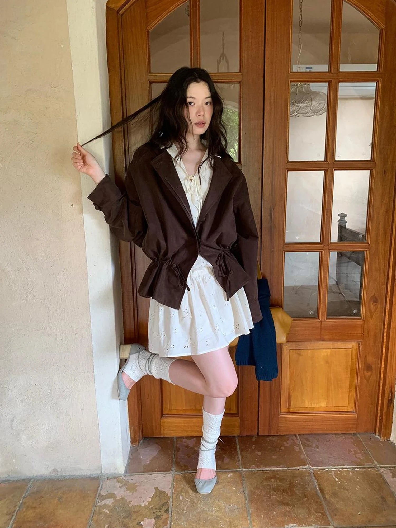 Textured Hem Short Trench Coat