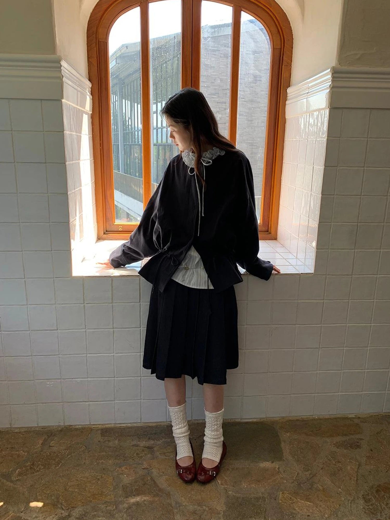 Textured Hem Short Trench Coat