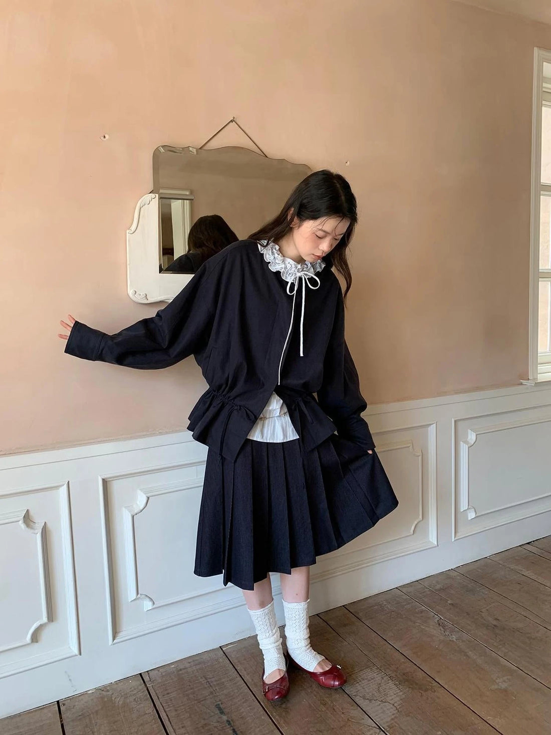 Textured Hem Short Trench Coat