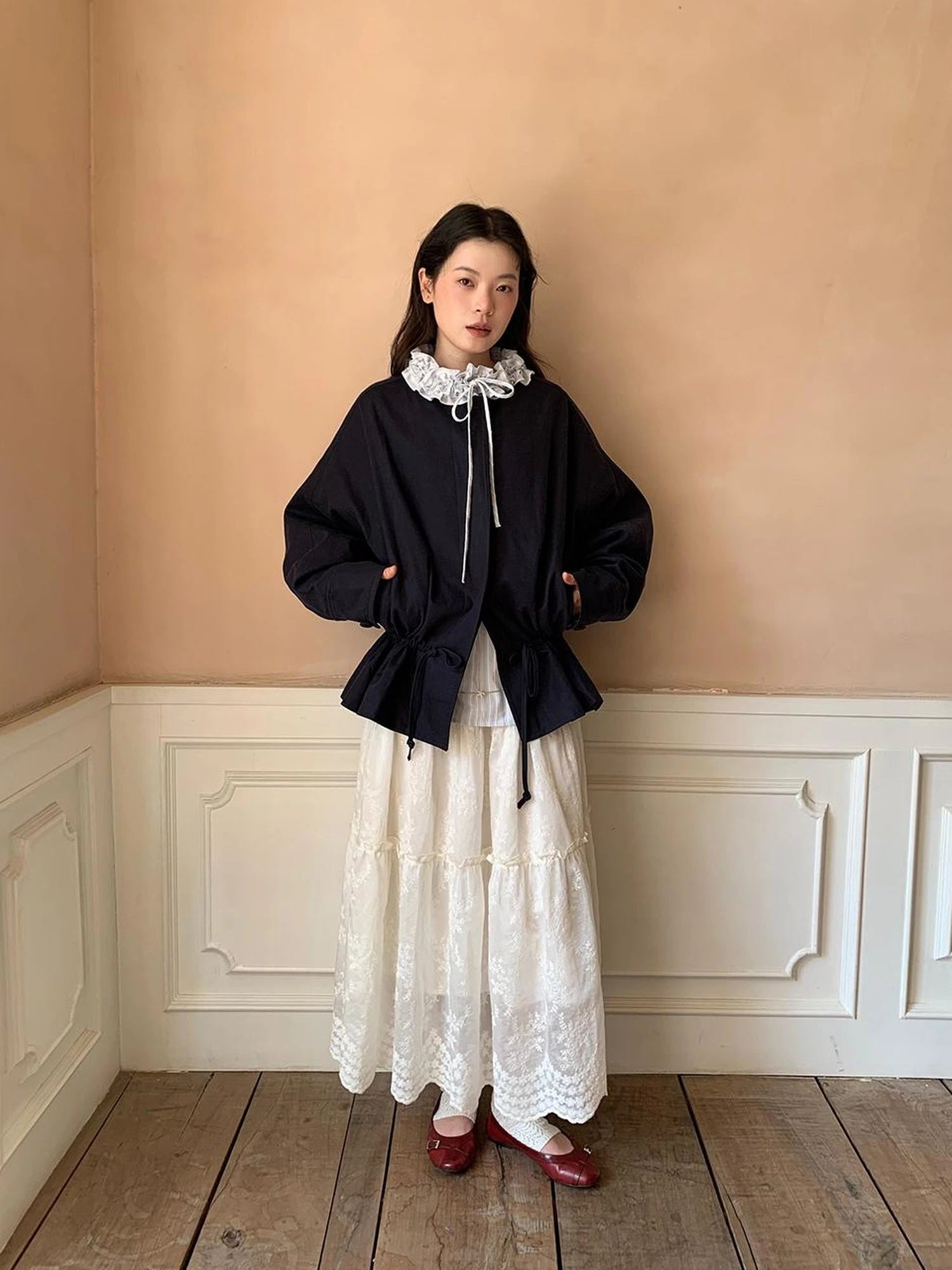 Textured Hem Short Trench Coat