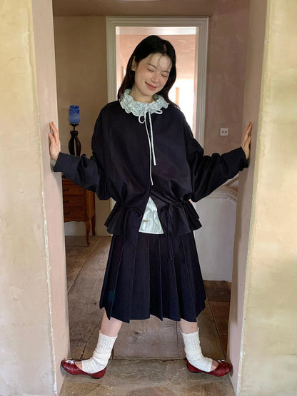 Textured Hem Short Trench Coat